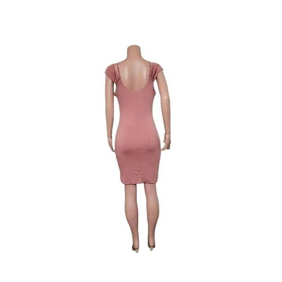 HauteMonde women's rose drape neckline off-the-shoulder bodycon dress L - Picture 4 of 6